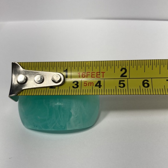 Aqua Blue with slight Ocean Wave Pattern Clip on Earrings - Picture 6 of 12